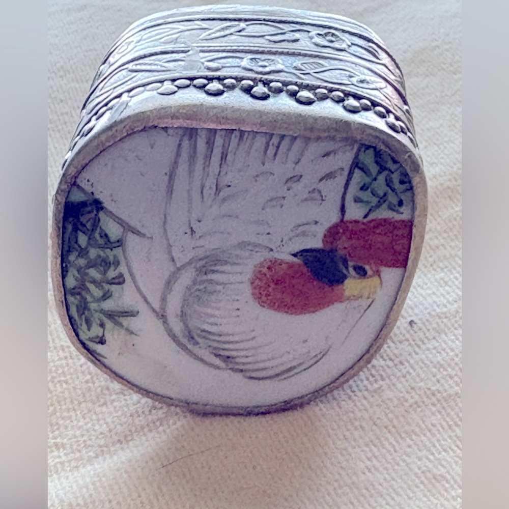 Vintage Chinese Sterling, silver pill box or trinket box